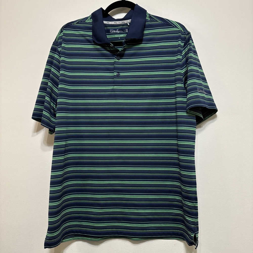 Walter Hagen 11 Majors Mens L Shirt Polo Blue Green EUC